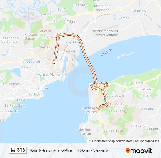 Plan de la ligne 316 de bus