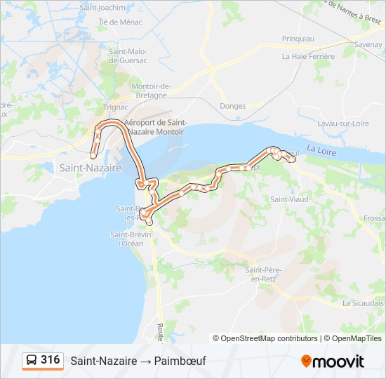 Plan de la ligne 316 de bus