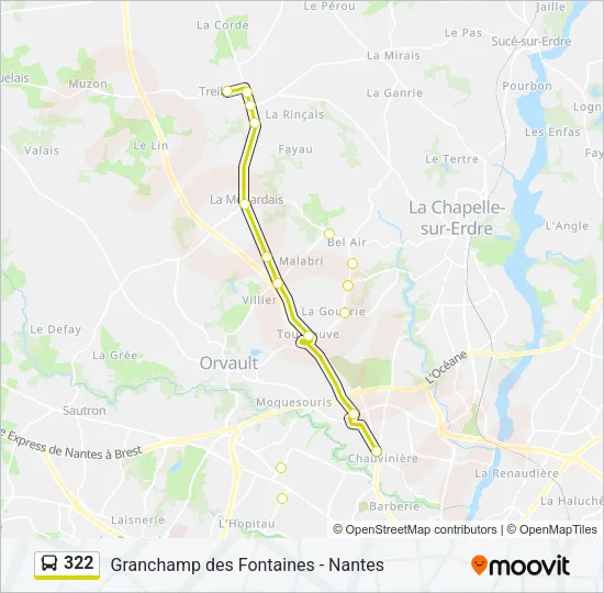 Plan de la ligne 322 de bus