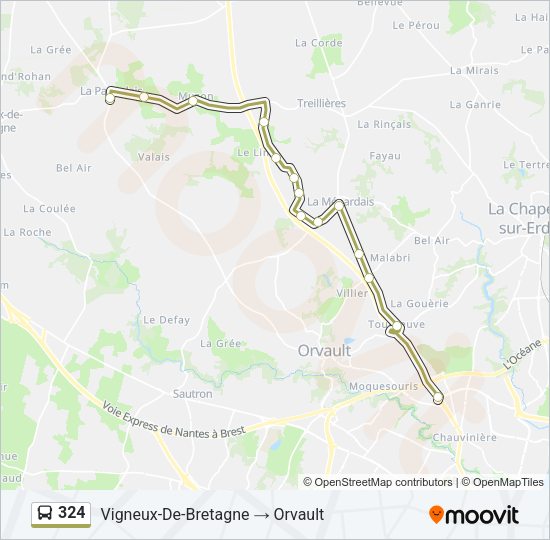 Plan de la ligne 324 de bus