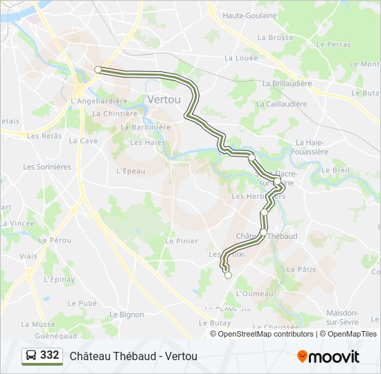 Plan de la ligne 332 de bus