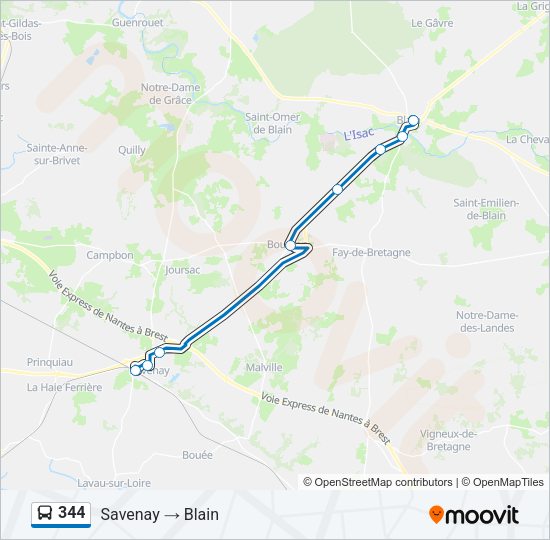 Plan de la ligne 344 de bus