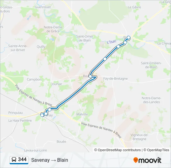 344 Bus Line Map