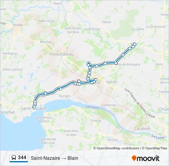 Plan de la ligne 344 de bus