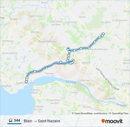 Plan de la ligne 344 de bus