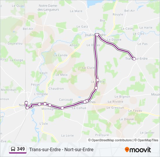 Plan de la ligne 349 de bus