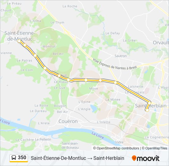 Plan de la ligne 350 de bus