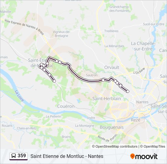 Plan de la ligne 359 de bus