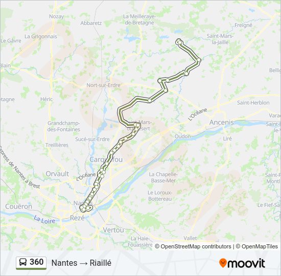 Plan de la ligne 360 de bus