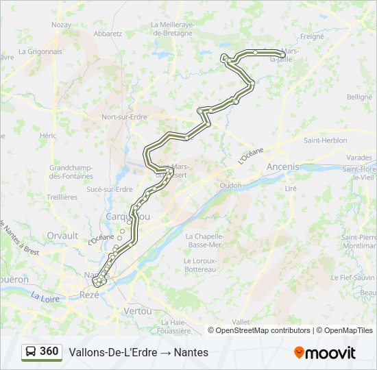 Plan de la ligne 360 de bus