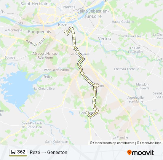 Plan de la ligne 362 de bus