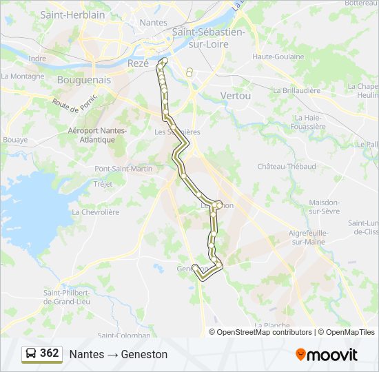 Plan de la ligne 362 de bus