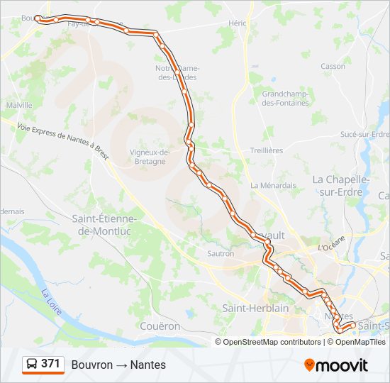 Plan de la ligne 371 de bus