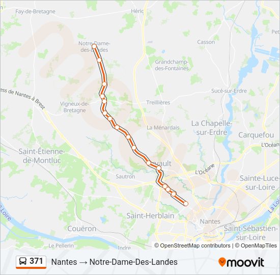 Plan de la ligne 371 de bus