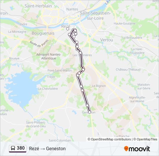 Plan de la ligne 380 de bus