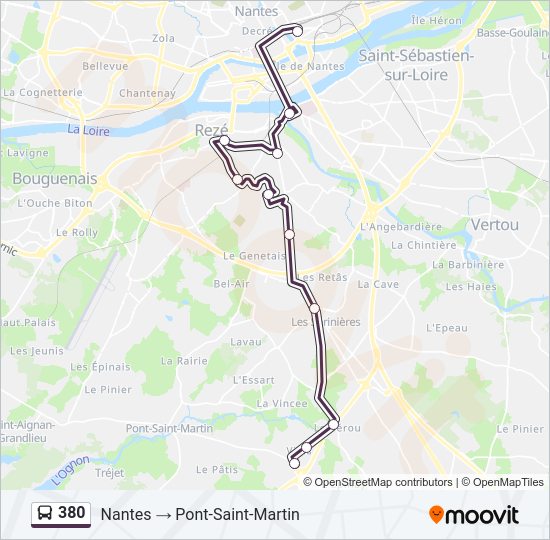 Plan de la ligne 380 de bus
