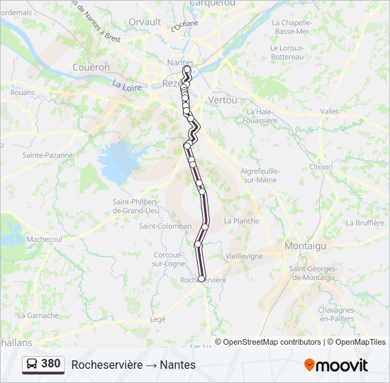 Plan de la ligne 380 de bus