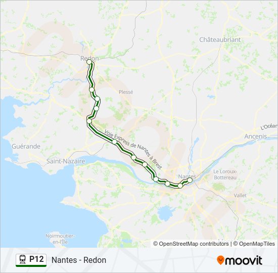 Plan de la ligne P12 de train
