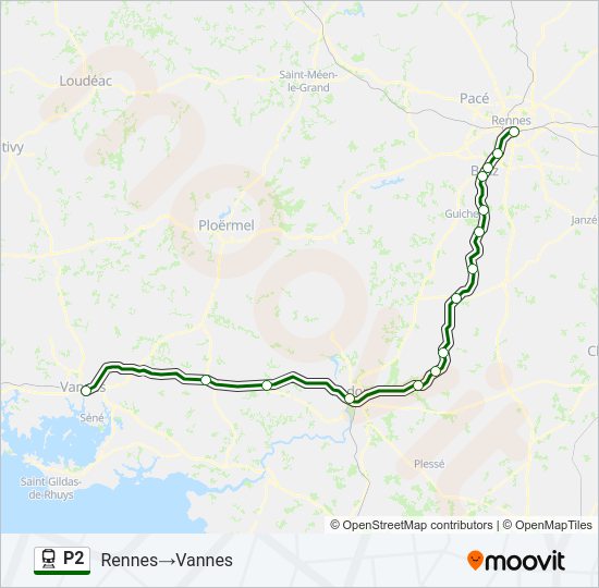 Plan de la ligne P2 de train