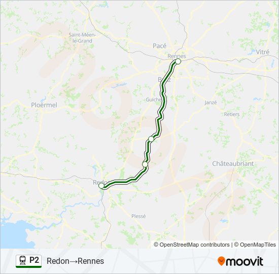 Plan de la ligne P2 de train