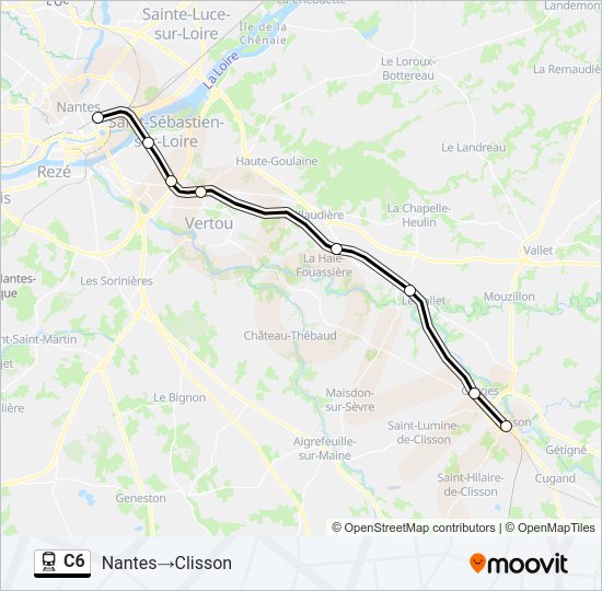 Plan de la ligne C6 de train