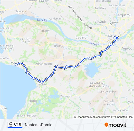 Plan de la ligne C10 de train