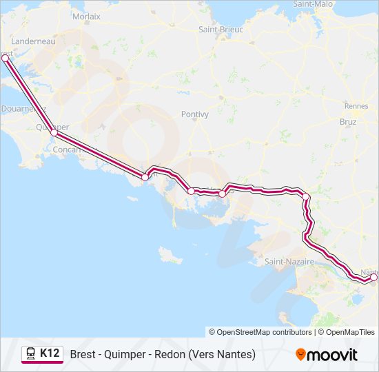 Plan de la ligne K12 de train