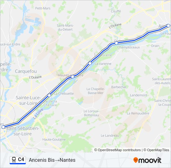 Plan de la ligne C4 de train