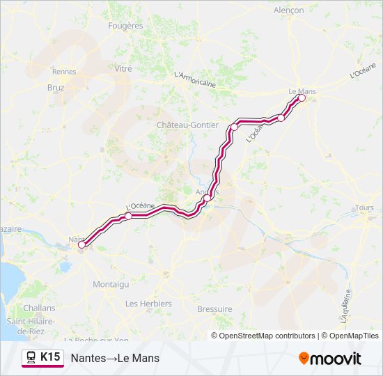 Plan de la ligne K15 de train