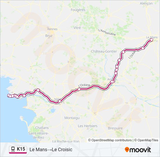 Plan de la ligne K15 de train