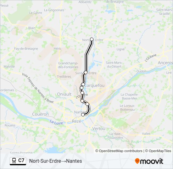 Plan de la ligne C7 de train
