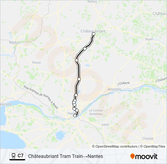 Plan de la ligne C7 de train