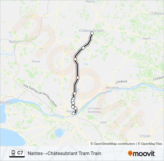 Plan de la ligne C7 de train