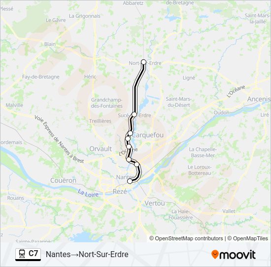 Plan de la ligne C7 de train