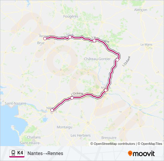 Plan de la ligne K4 de train