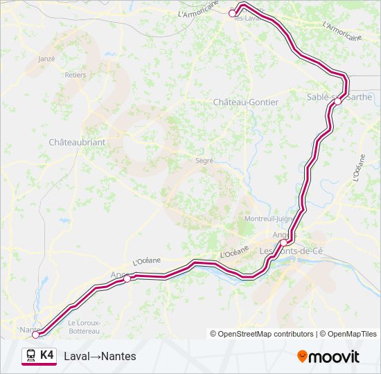 Plan de la ligne K4 de train