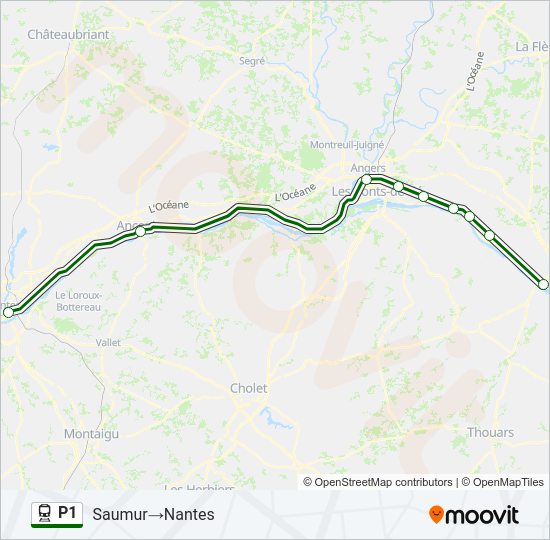Plan de la ligne P1 de train