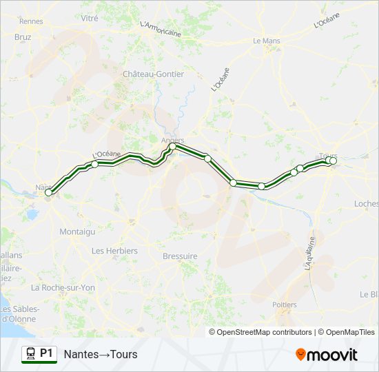 Plan de la ligne P1 de train