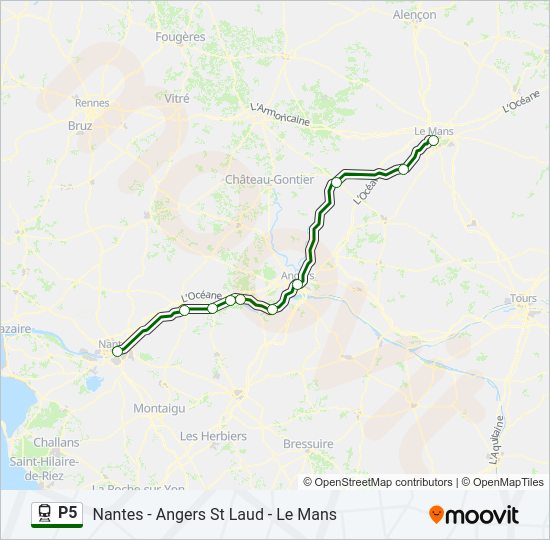 Plan de la ligne P5 de train