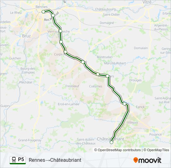 Plan de la ligne P5 de train