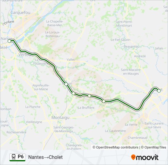 Plan de la ligne P6 de train