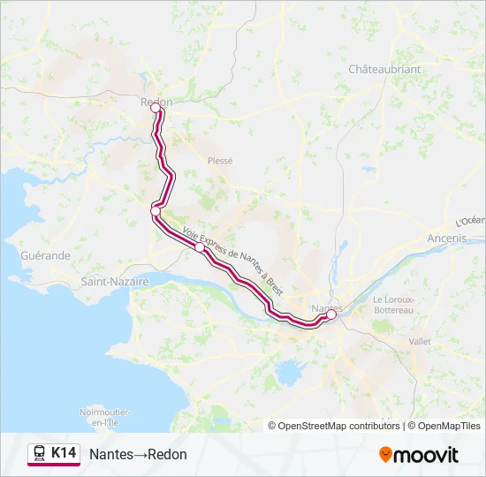 K14 Train Line Map