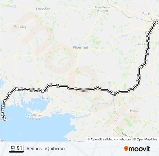 Plan de la ligne S1 de train