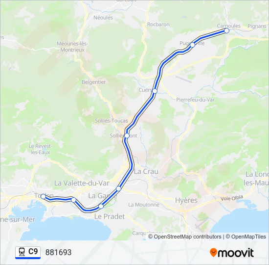 C9 Train Line Map