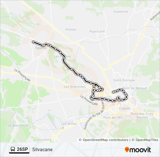Plan de la ligne 26SP de bus