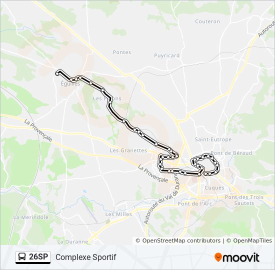 Plan de la ligne 26SP de bus