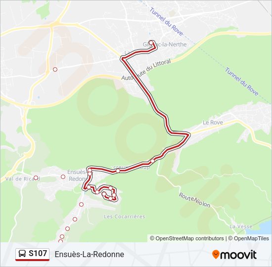 Plan de la ligne S107 de bus