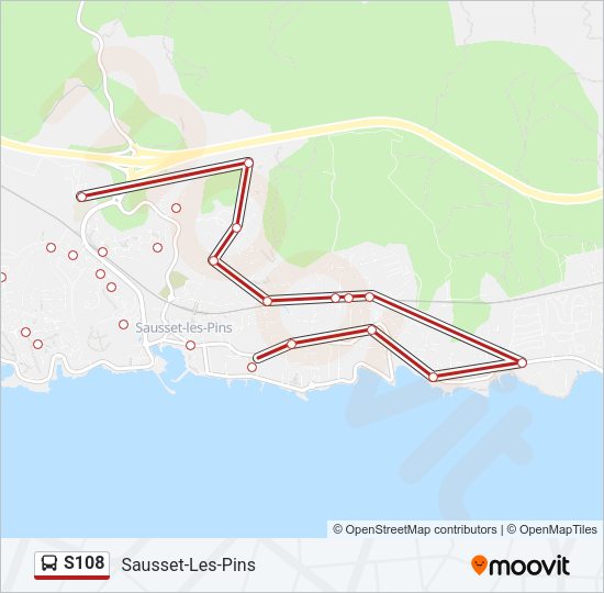 Plan de la ligne S108 de bus