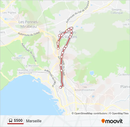S500 Bus Line Map