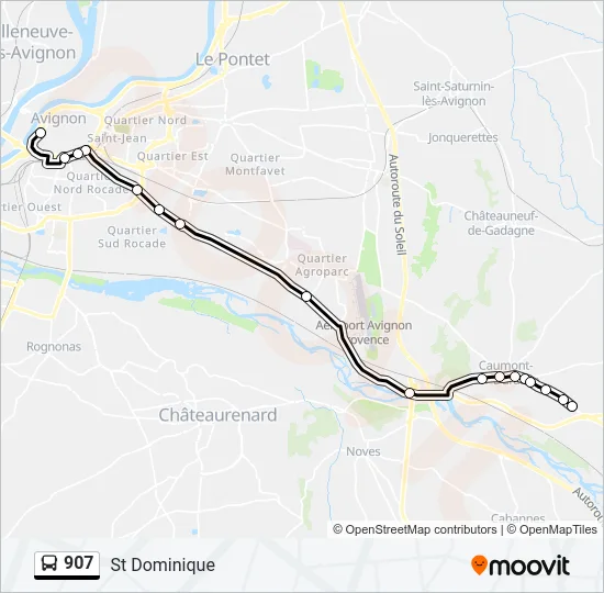 Plan de la ligne 907 de bus